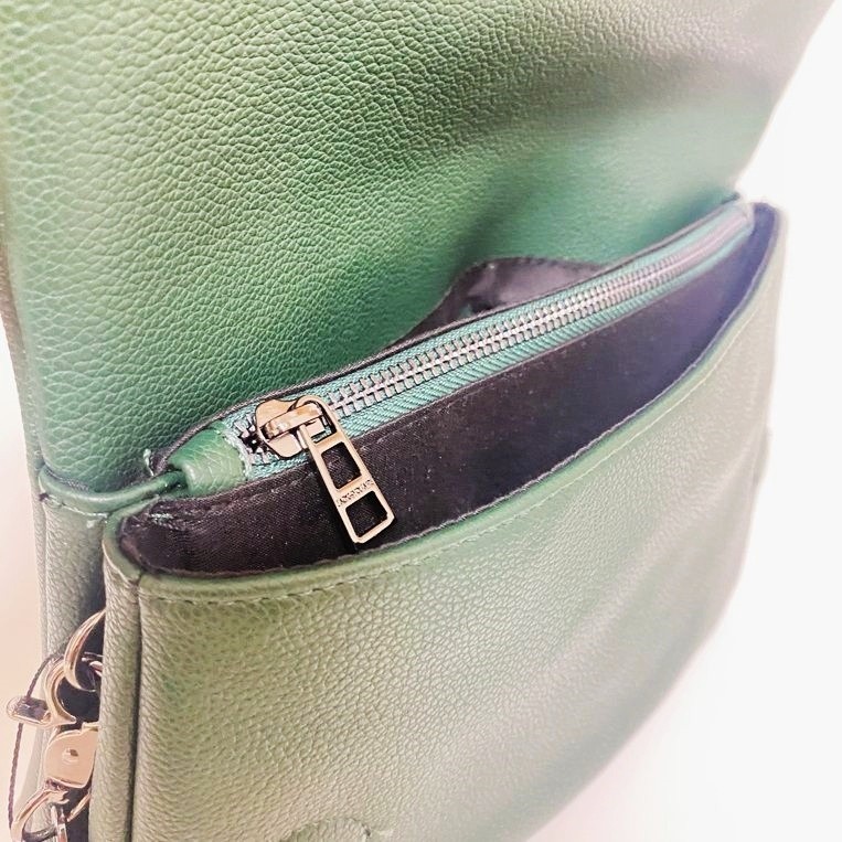 Zadig & Voltaire Rock Wing Bag Green Leather Double Strap Crossbody 26×16×10cm