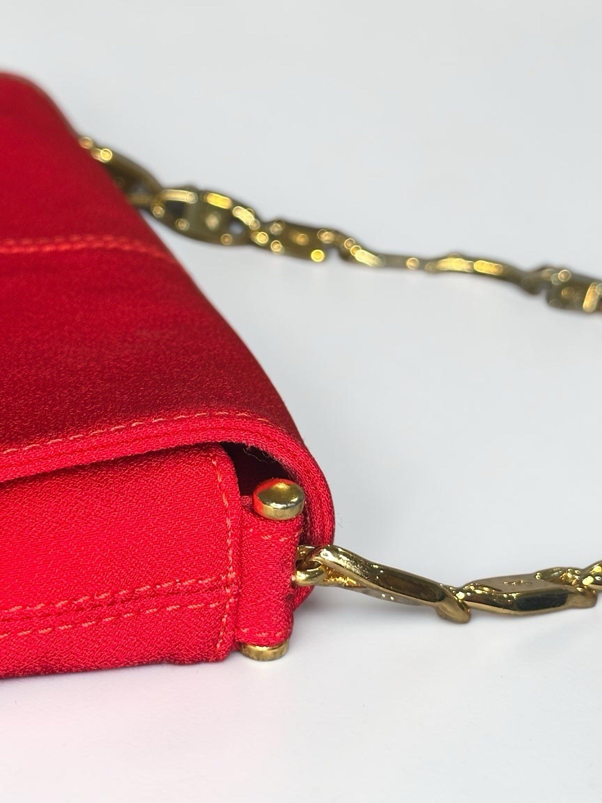 Paloma Picasso Red Leather Crossbody Bag Gold X Chain Italy Vintage 80s Designer