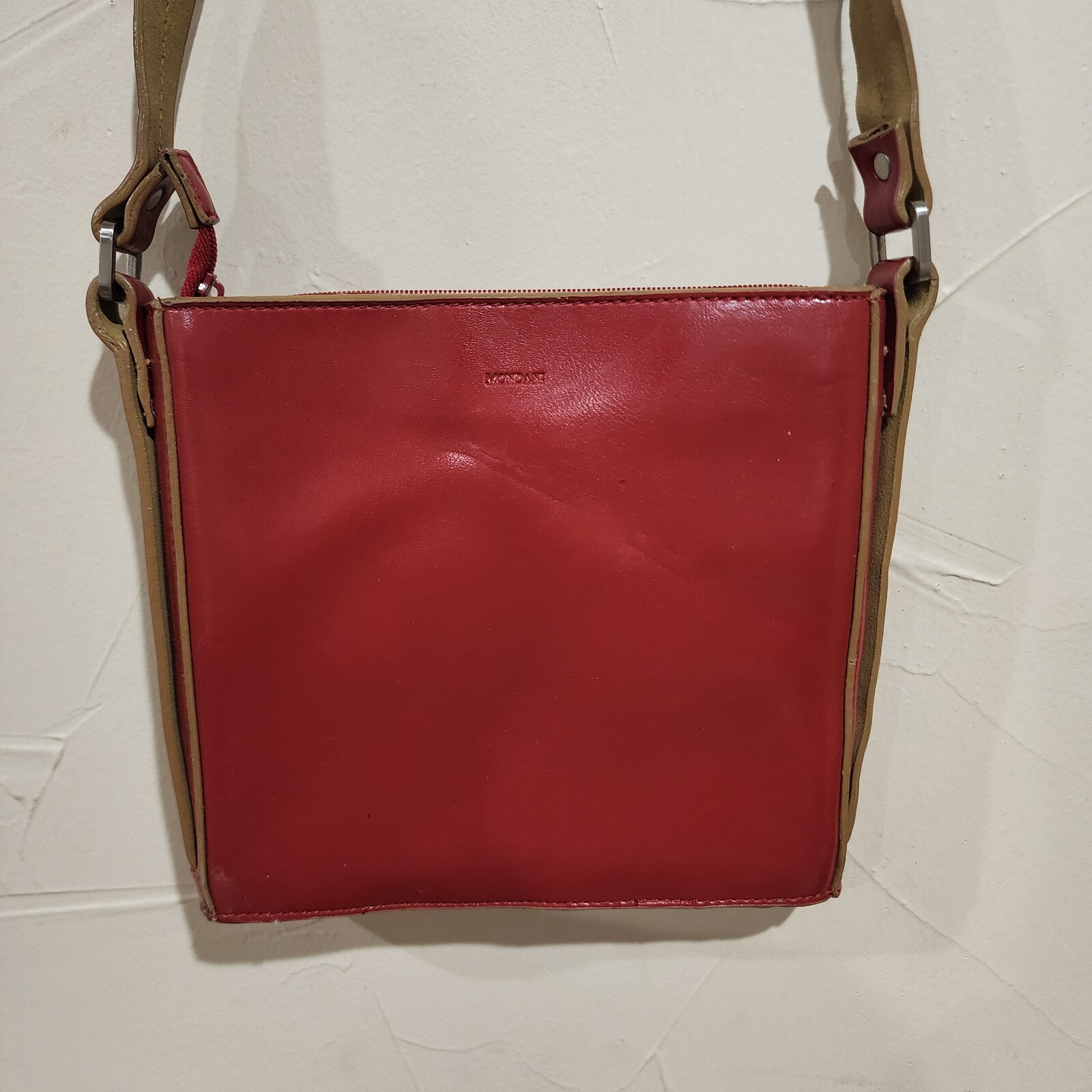 Mondani Red with Tan Lining Single Shoulder Strap Purse/Handbag