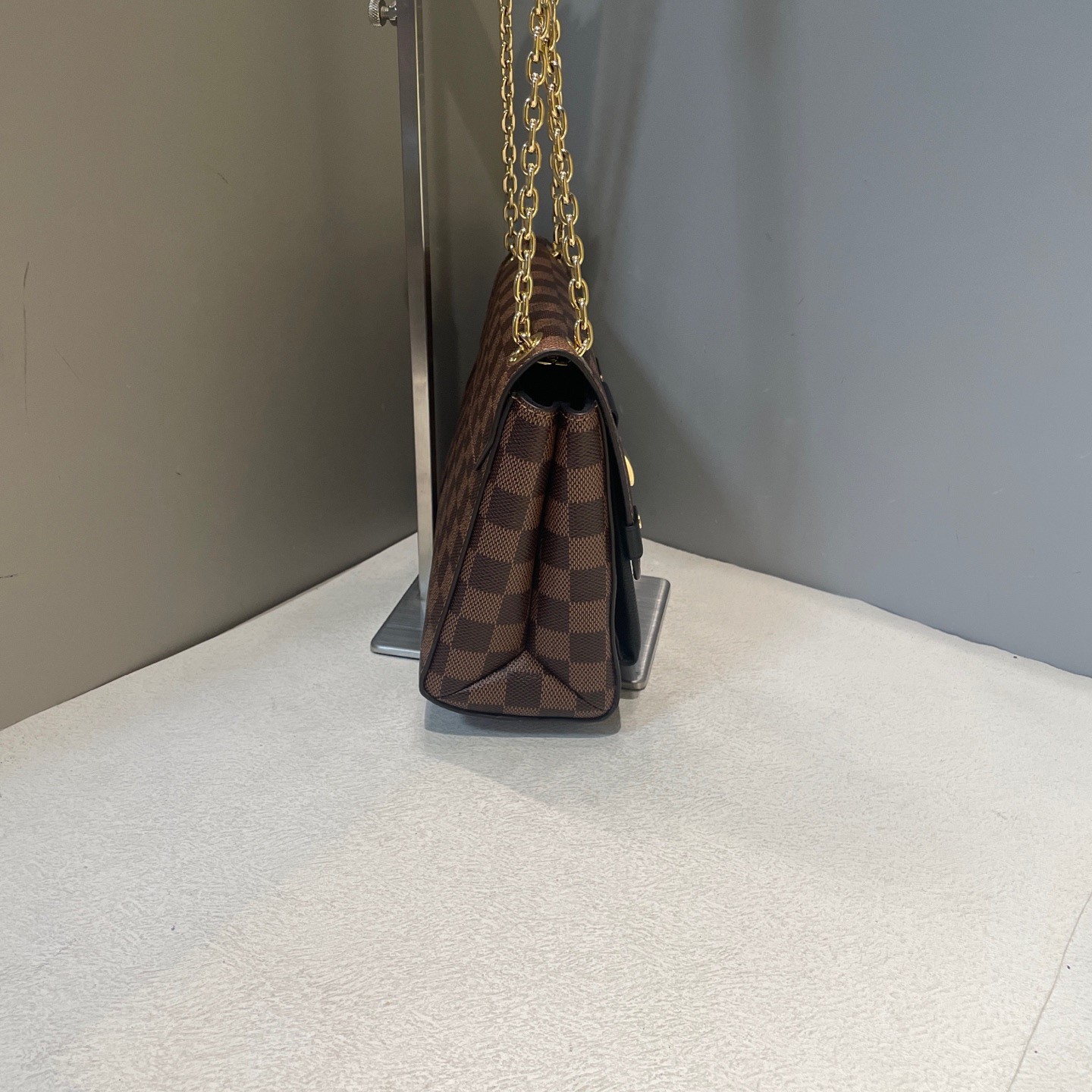 Louis Vuitton Vavin Damier Ebene Black Leather Chain Shoulder Bag