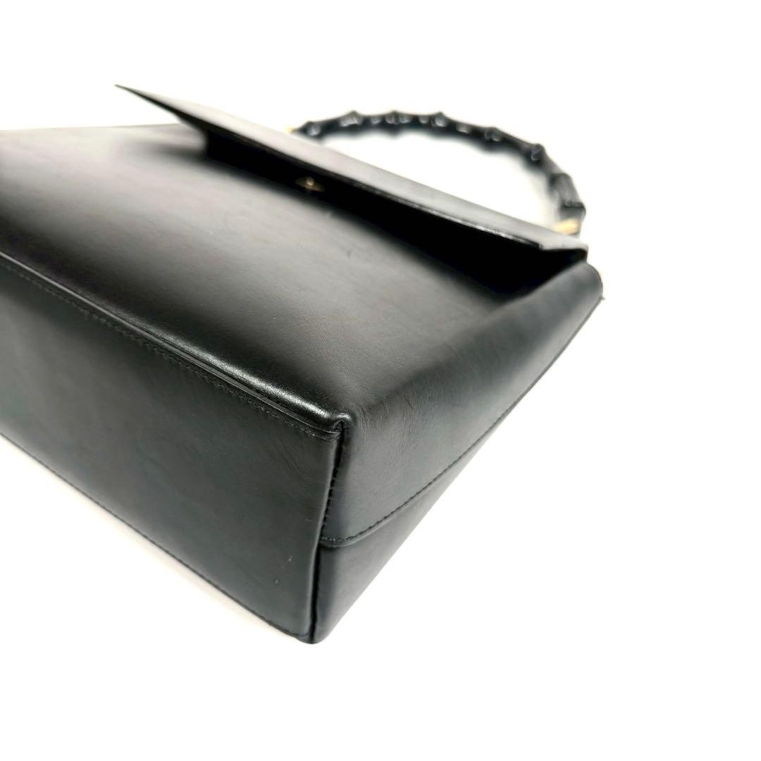 Authentic GUCCI Bamboo Vintage Handbag Black 24cm x 23cm x 9cm Damaged Handle