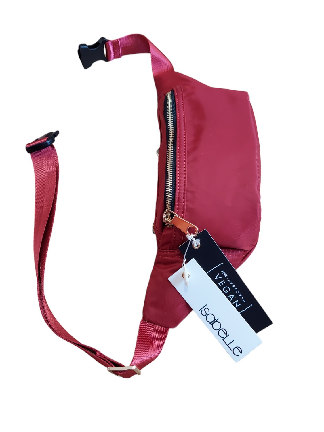Isabelle Women’s Red Belt Bag Nylon Crossbody Sling Fanny Pack NWT PETA Vegan