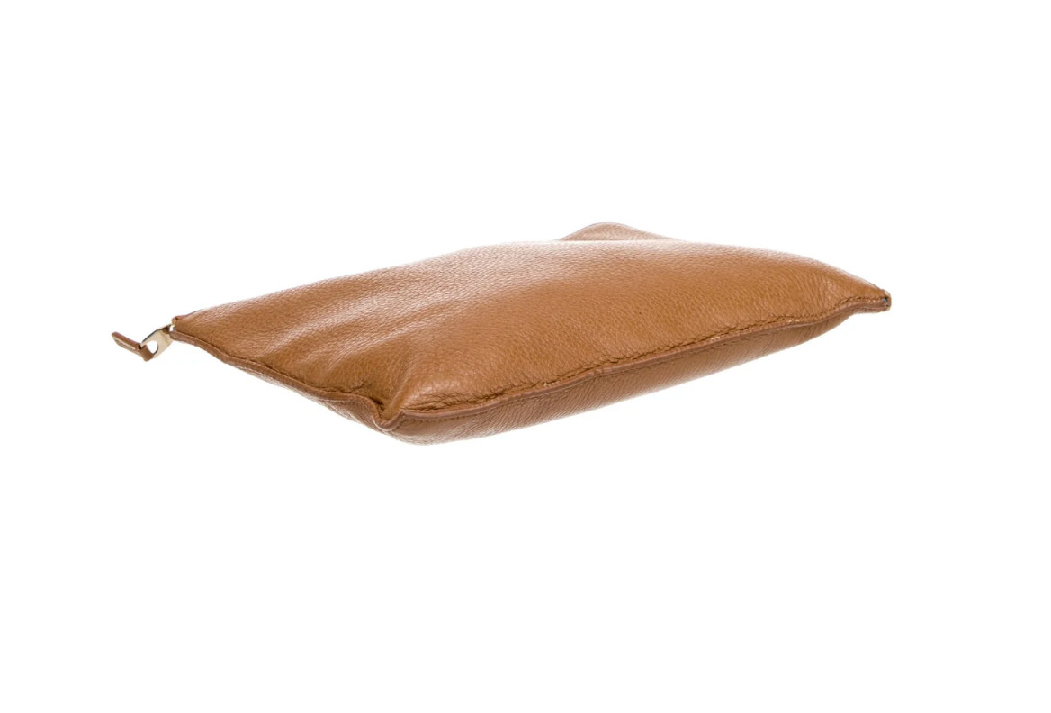 Smythson Honey Gold Leather Clutch