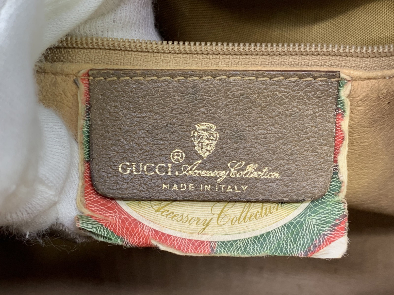 GUCCI VINTAGE Ophidia Shoulder Bag Web Stripe Brown Large Classic Authentic