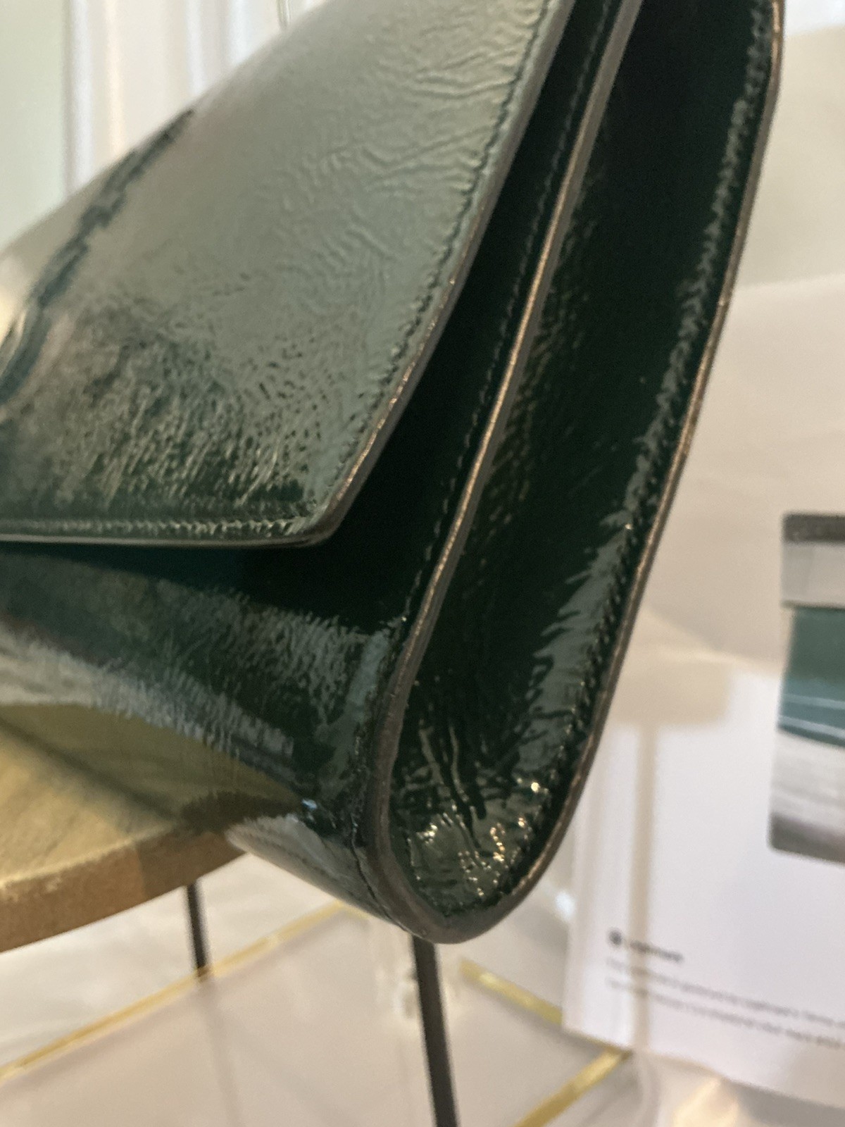 AUTHENTIC – YSL Yves Saint Laurent – Patent Leather Clutch w COA