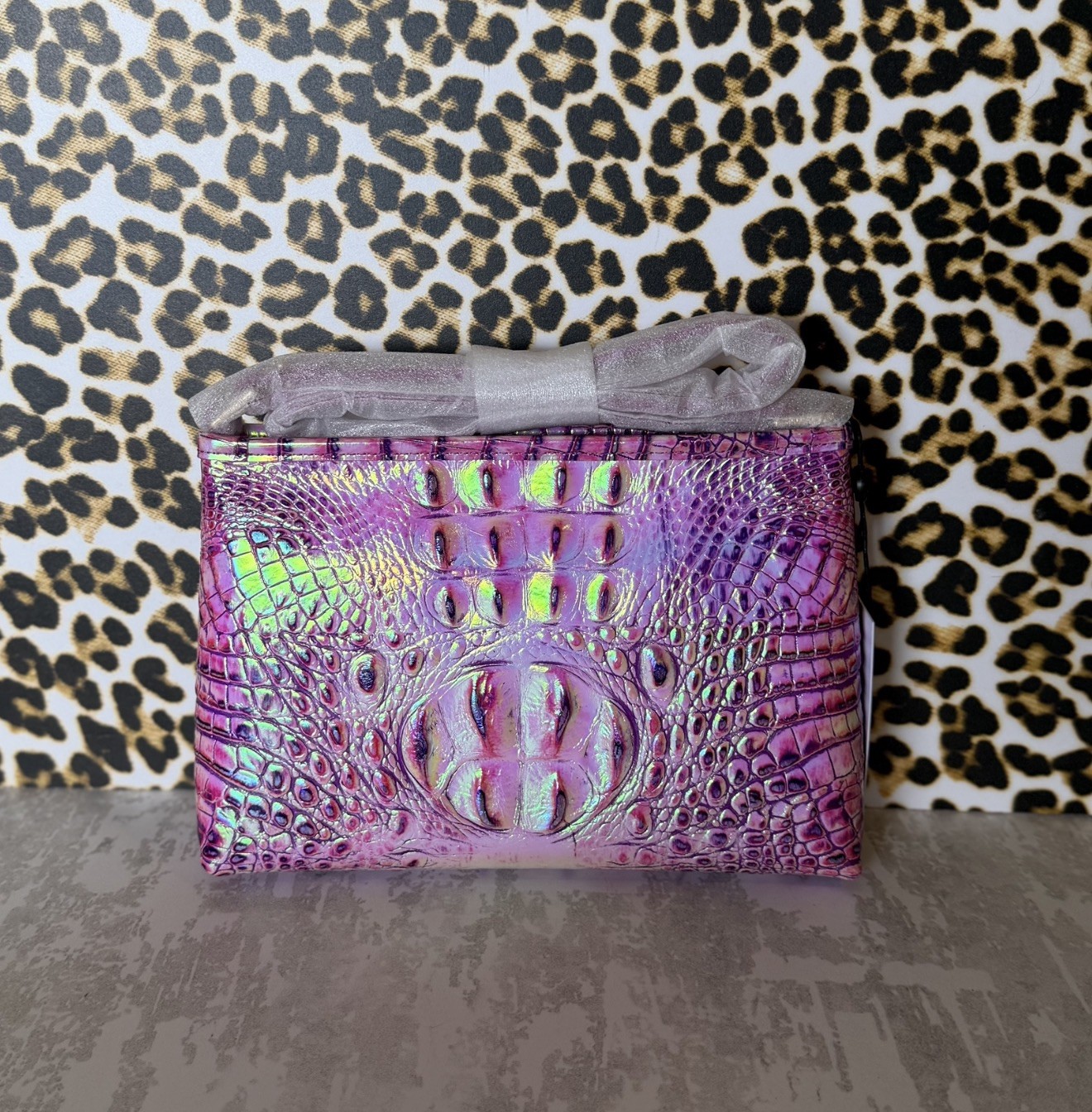 BRAHMIN PURPLE IRIS LORELEI PURPLE & PINK IRIDESCENT GLOW NWT HARDTOFIND