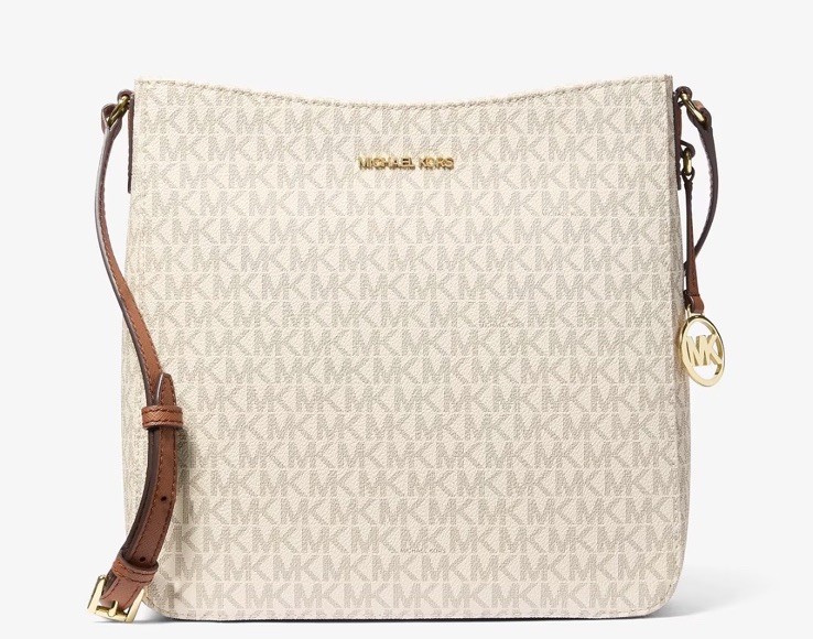 Michael Kors Signature Jet Set Large Vanilla Messenger Crossbody Bag