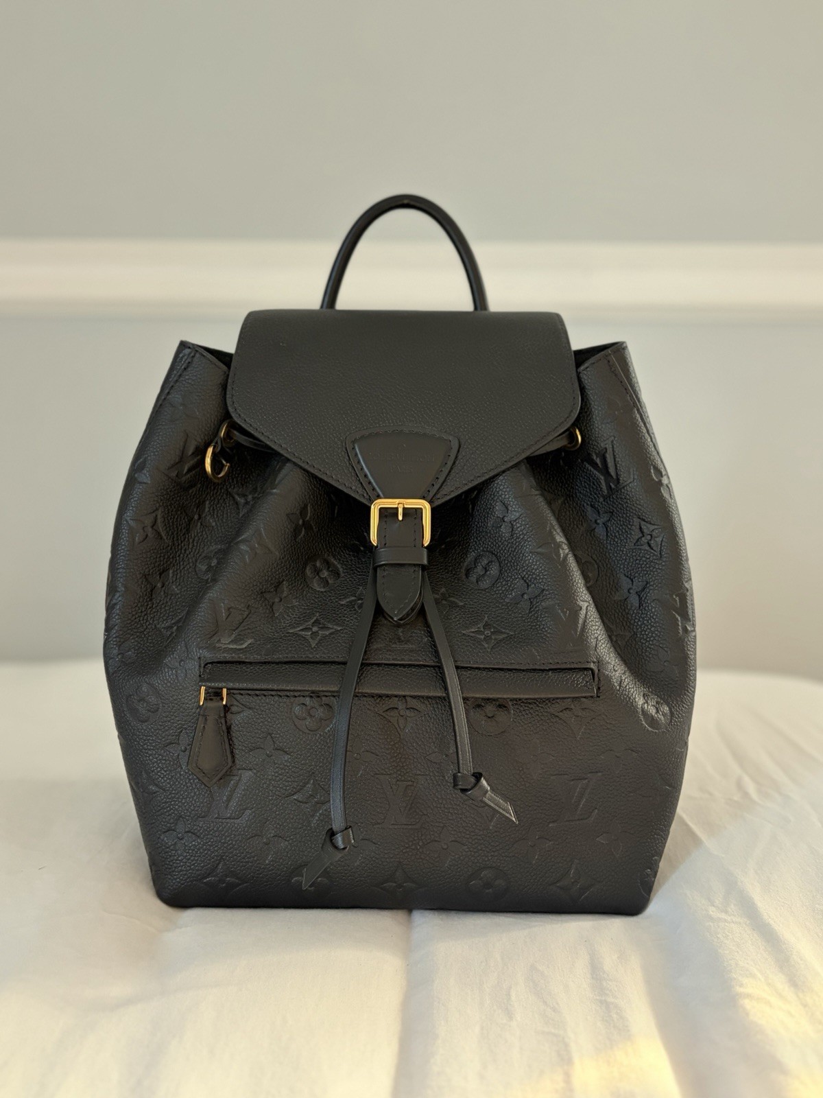 Louis Vuitton Montsouris PM Black Leather Backpack