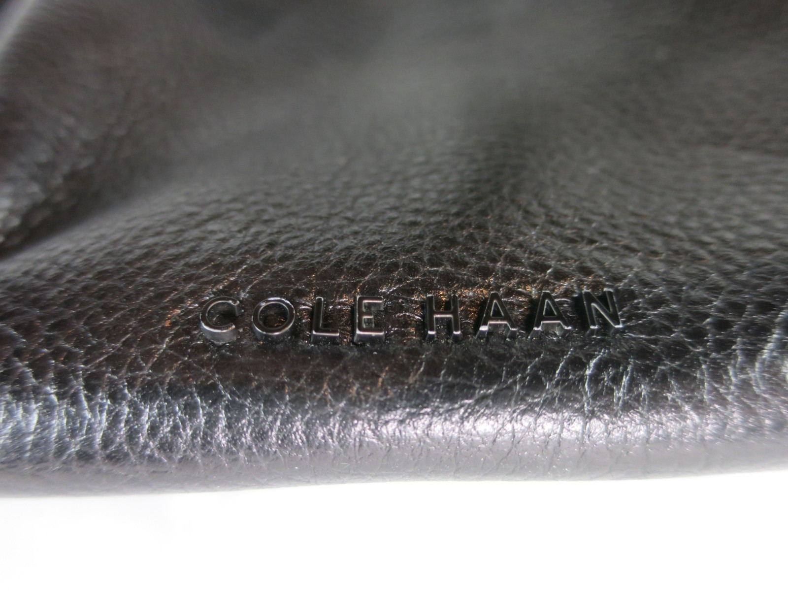 Cole Haan Grand Series Black Pebbled Leather Small Bucket Shoulder Cross Purse