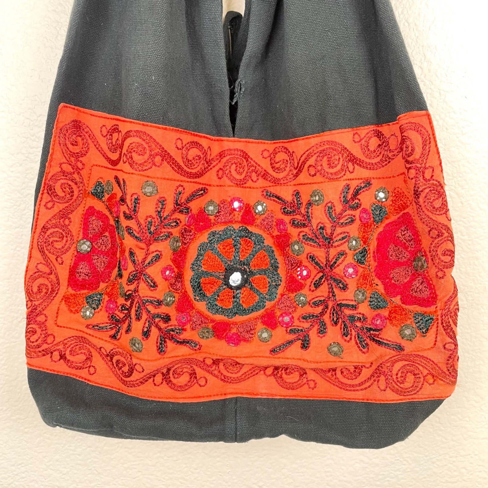 Vtg Y2K 90s Sling Bag Hippie Boho Embroidered Fairy Grunge Patchwork Festival
