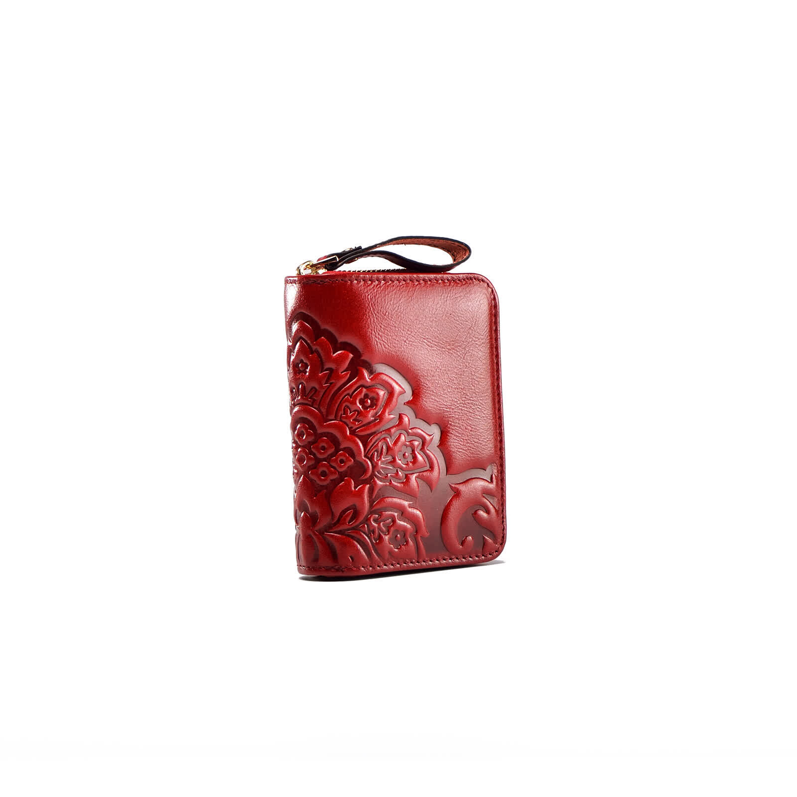 Erivis Red Leather Purse for Women with Zipper Pocket Card Holder