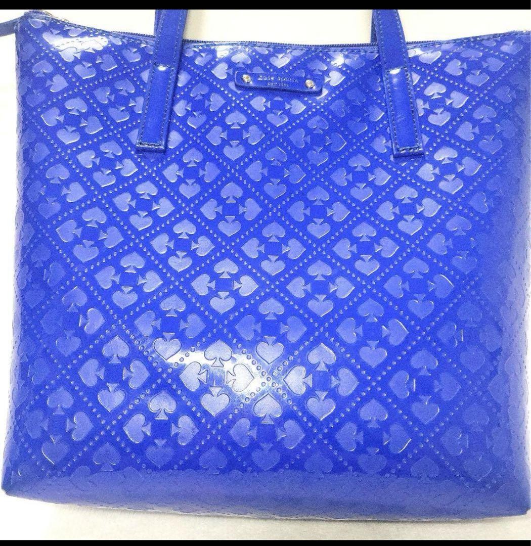 Kate Spade Spade Pattern Tote Bag Blue PVC Large 31.5cm