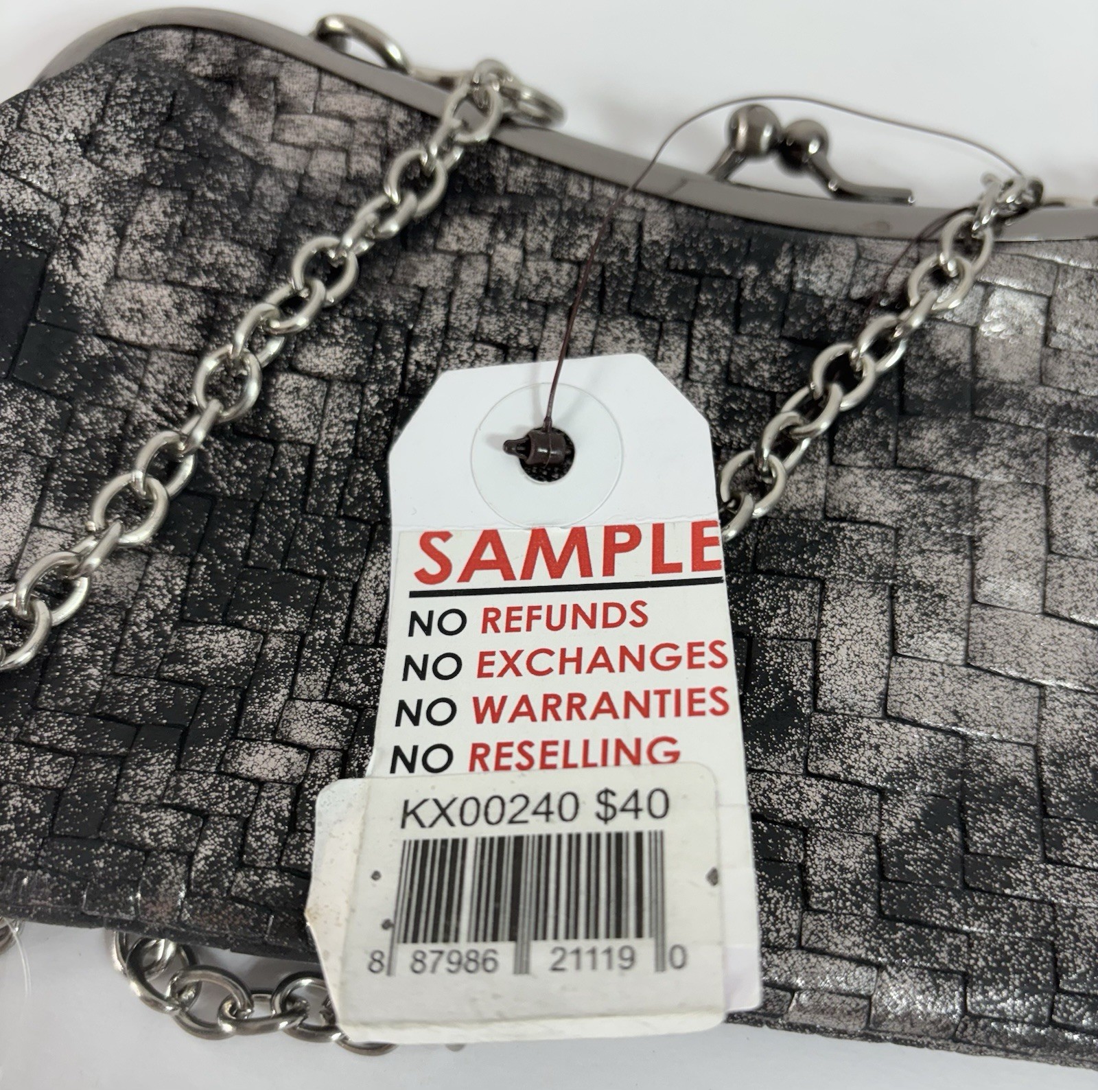 Patricia Nash Woven Gray Black Tote Bag Purse W/ Metal Chain New Tag Says Model