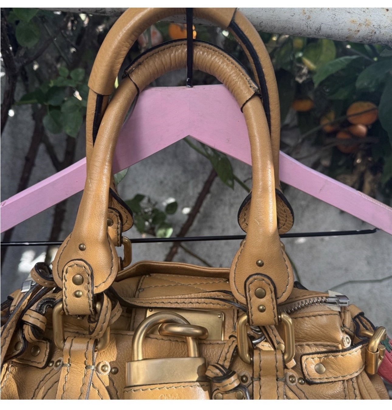 Chloe Paddington Mini Leather Handbag with Vintage Lock and Key Y2K
