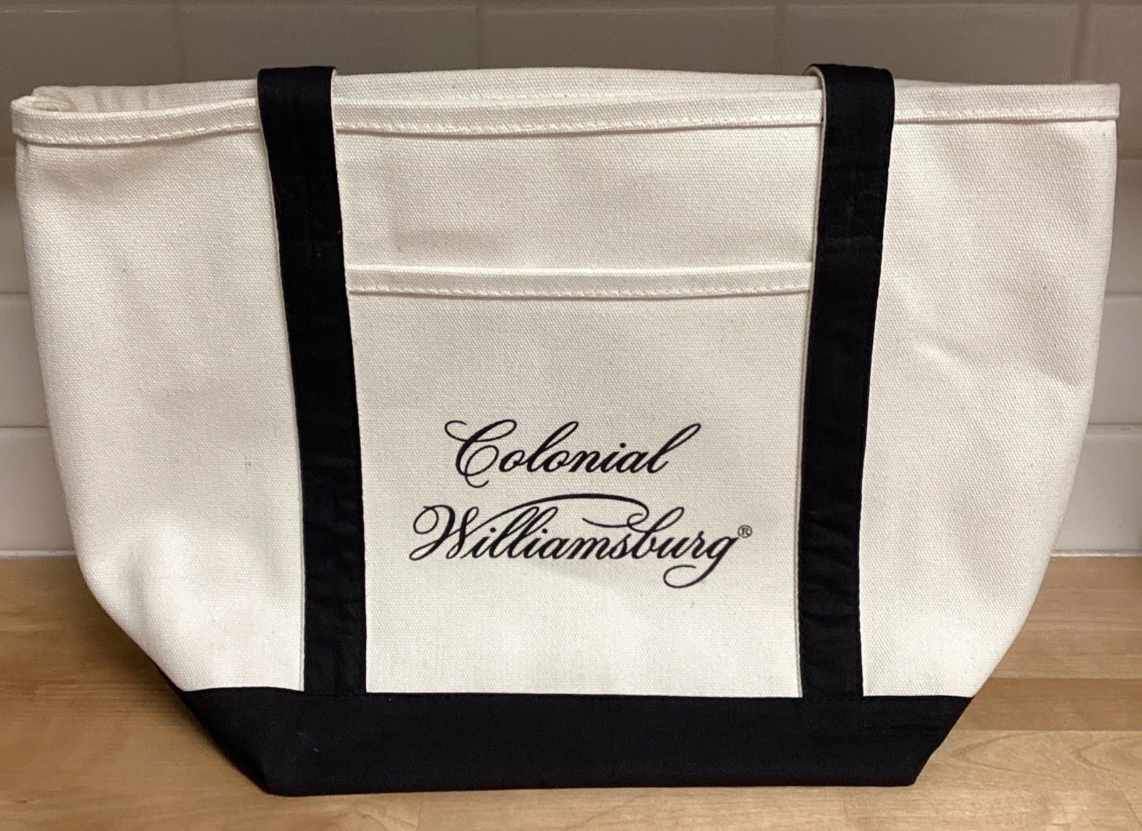 Colonial Williamsburg Heavyweight Canvas Boat Tote Bag Travel Natural Black