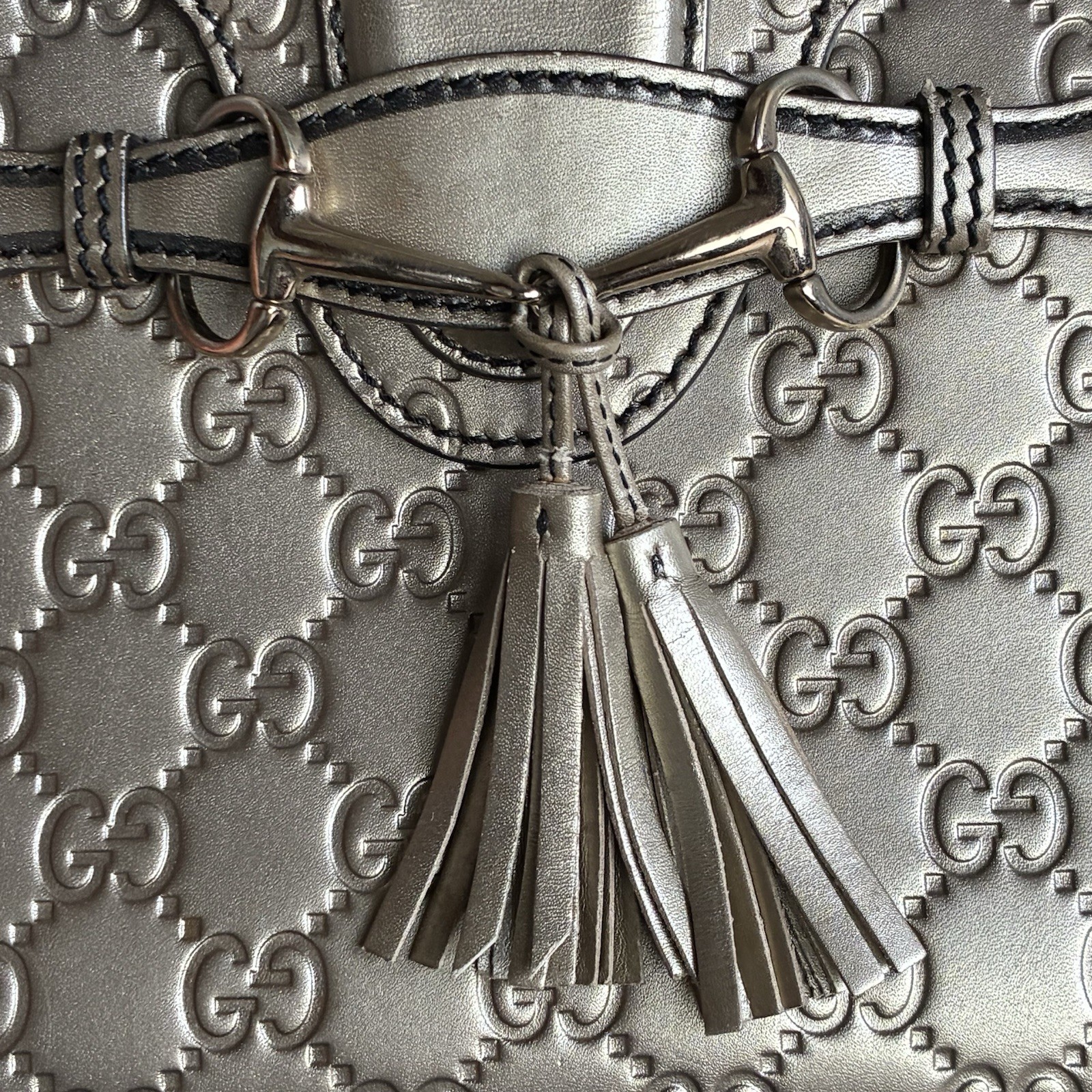 Gucci Emily Small Chain Guccissima Shoulder Bag Leather Tassel Horsebit 369621