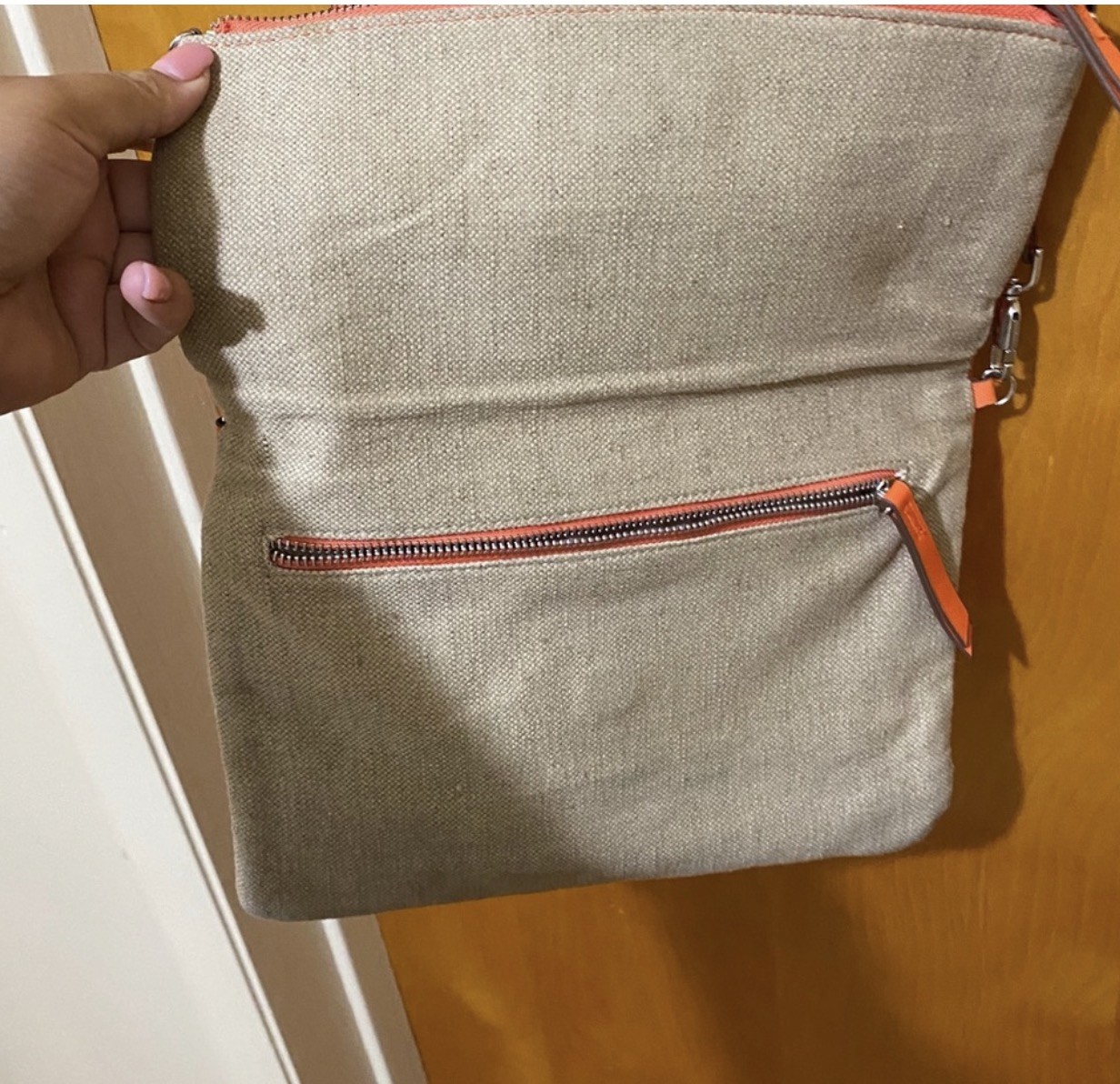 Stella & Dot Waverly Petite in Fresh Orange/Linen Clutch Crossbody 3 in 1 Bag!