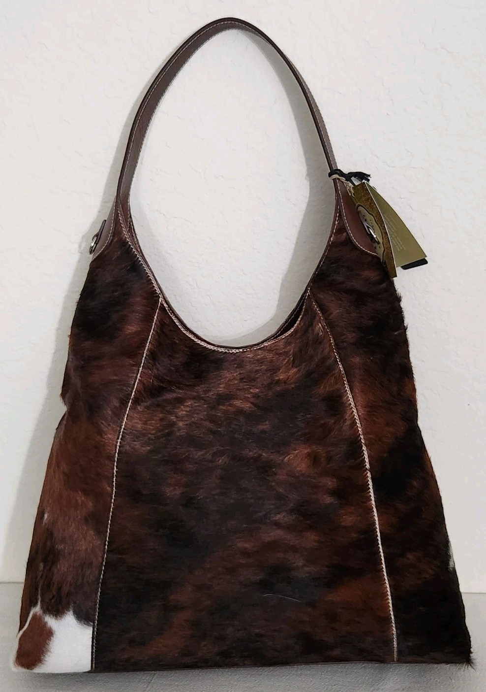 🌞CAVALCANTI ITALIAN DESIGNER HAIR CALF BROWN COWHIDE LEATHER LG HOBO BAG🌺NWT!