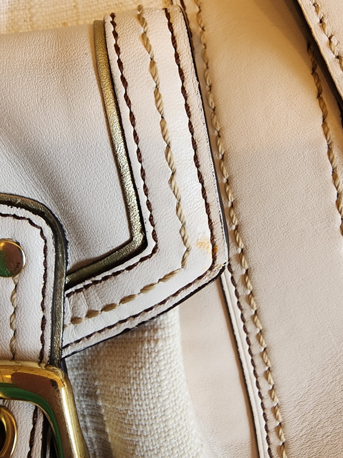 2006 vintage Coach Legacy Signature / Soho cream canvas and white leather tote