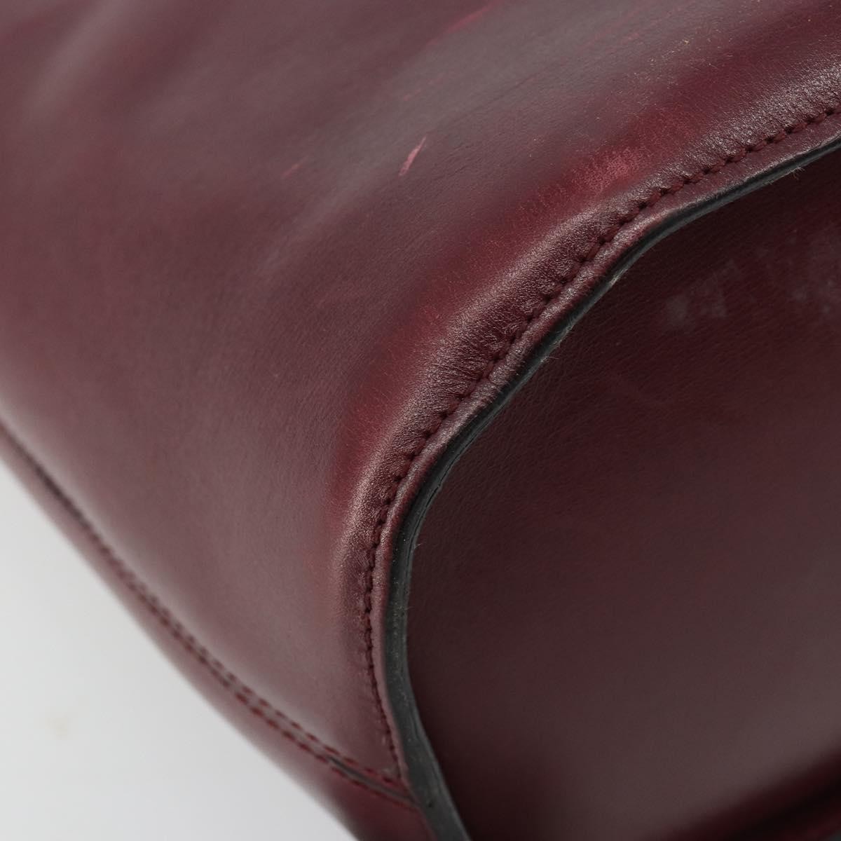 CELINE Circle Shoulder Bag Leather Bordeaux Gold Auth 181718
