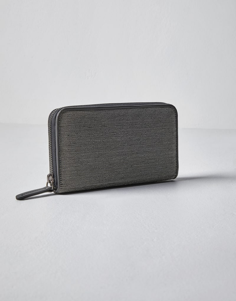 BRUNELLO CUCINELLI WOMEN’S DARK GREY TEXTURED WALLET MSRP $2035