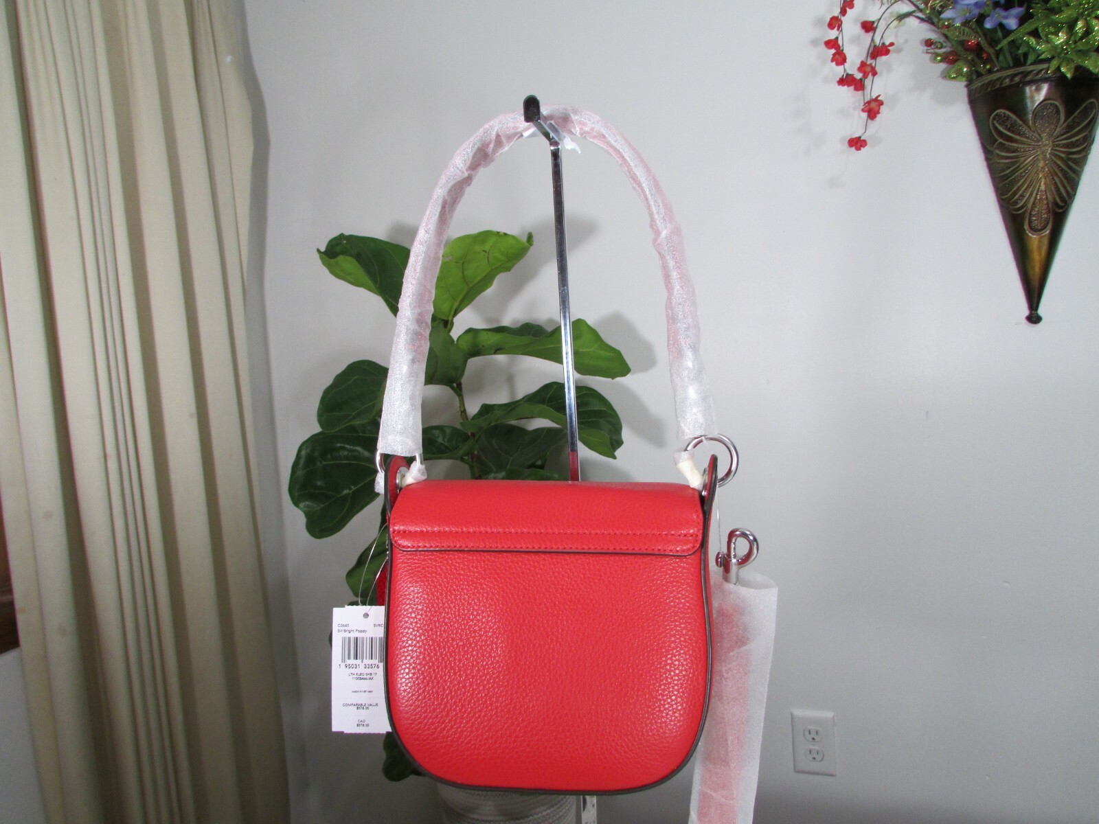 NWT Coach Pebble Leather Kleo Shoulder or Crossbody Bag 17 C5685 Bright Poppy