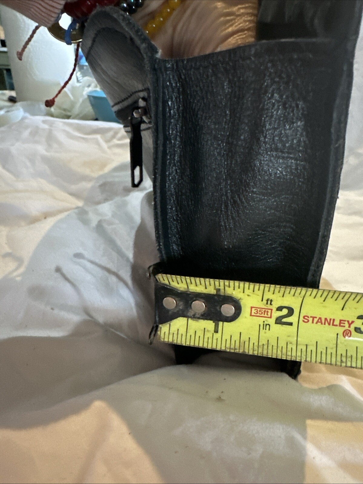 ASTRO GENUINE Black LEATHER Made In Brazil Ladies Clutch Wrist strap Zippers