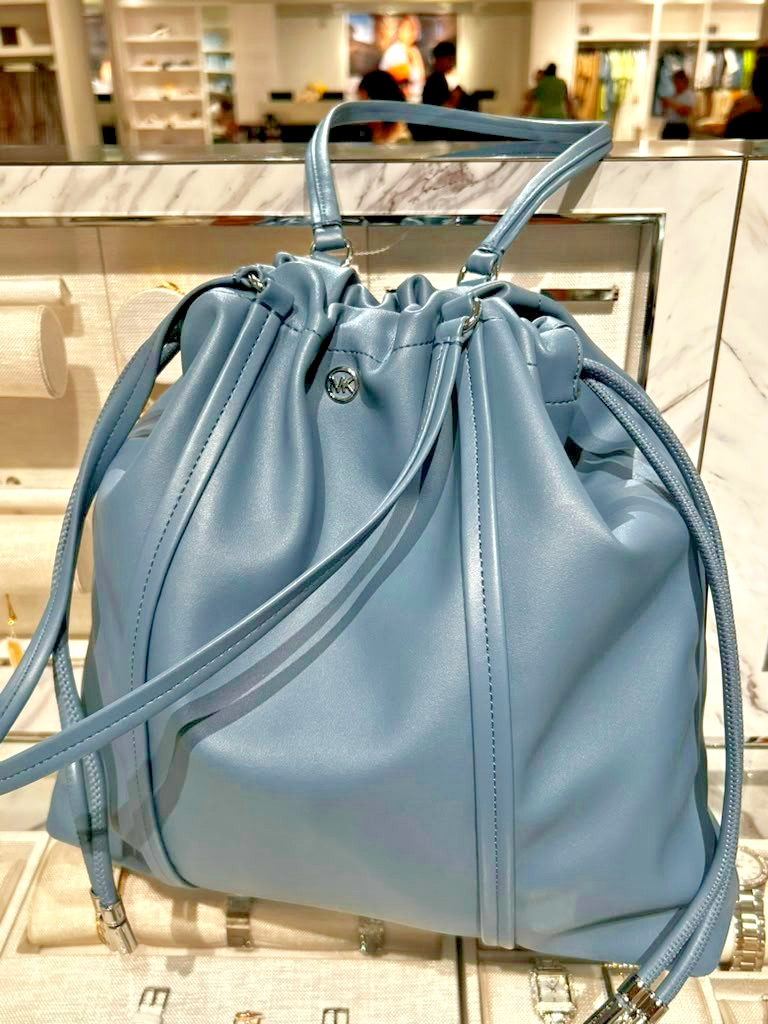 Michael Kors MK Matilda Large Drawstring Tote Bag Purse Handbag Shoulder Denim