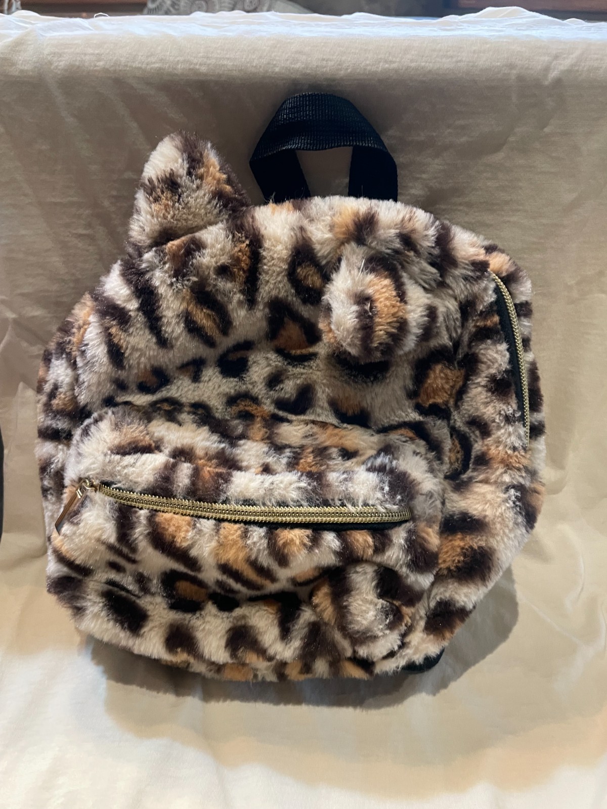 Cheetah furry mini backpack