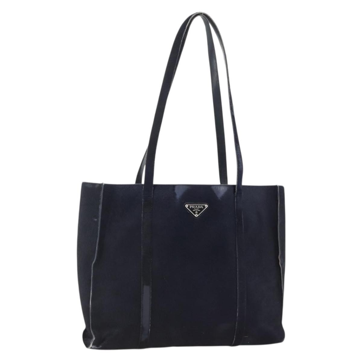PRADA Tote Bag Harako leather Navy Auth 167194