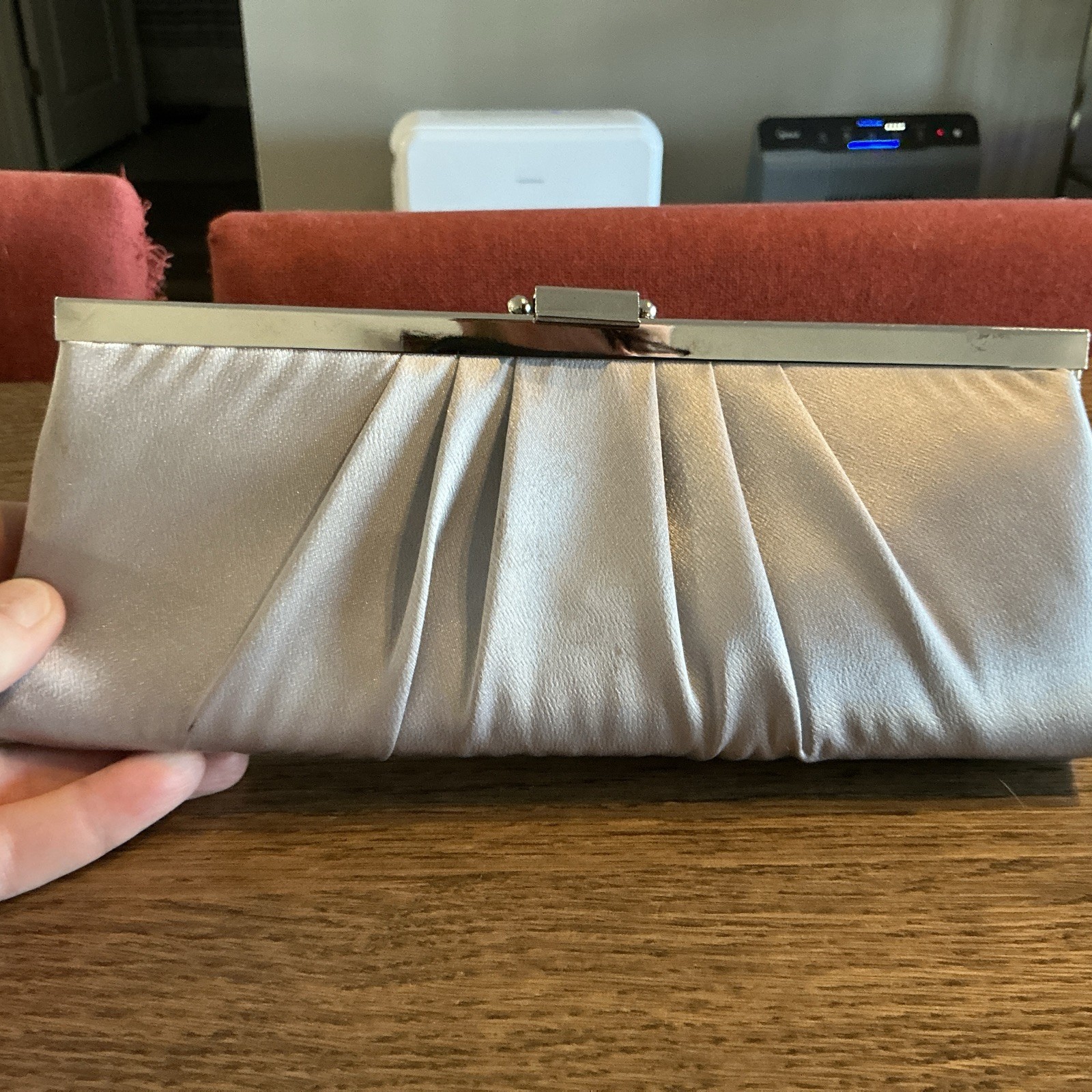 Gunne Sax by Jessica McClintock Satin Pleated Clutch Evening Bag No Chain