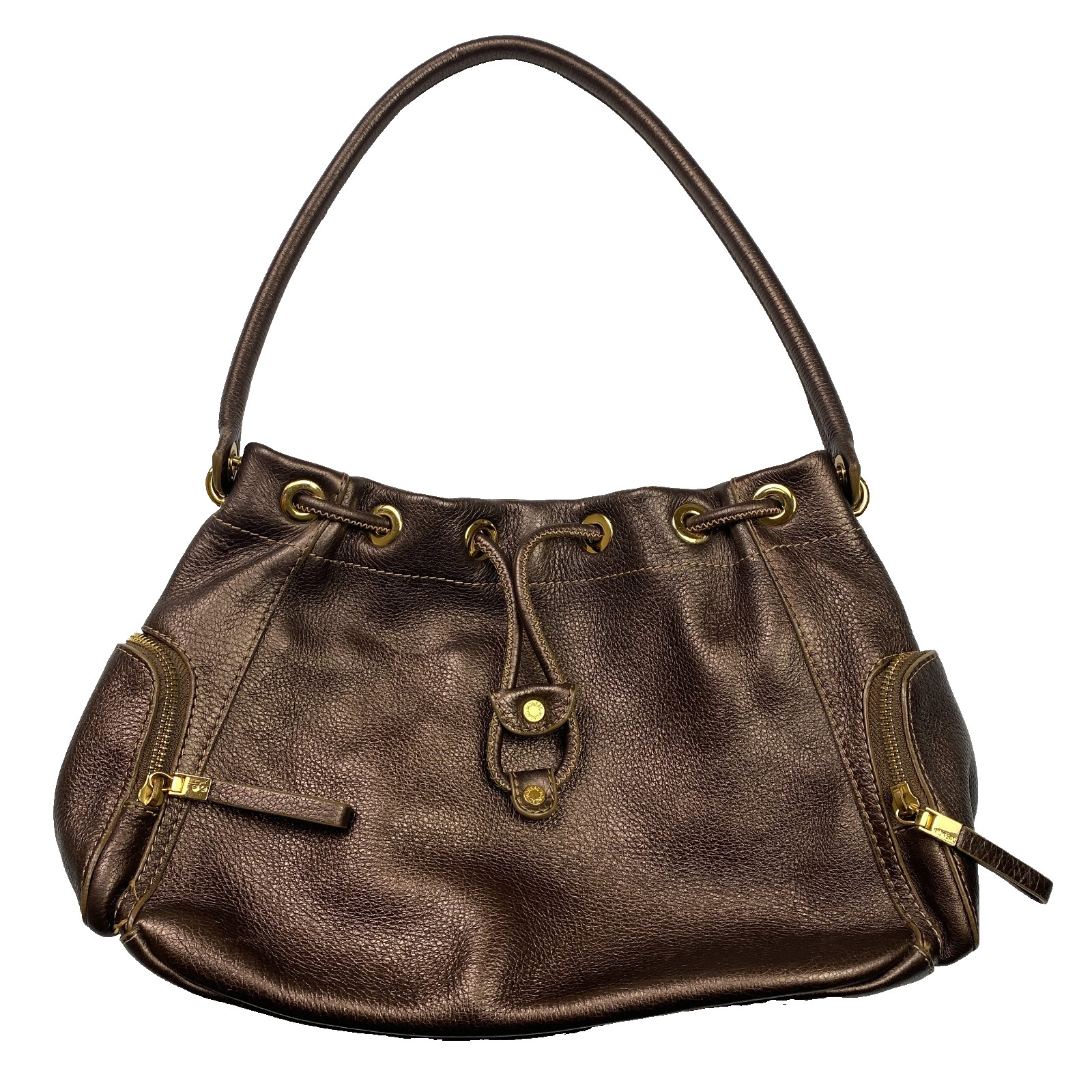 Monsac Original Womens Handbag Purse Brown Leather Magnetic Closure 15 x 8 x 6