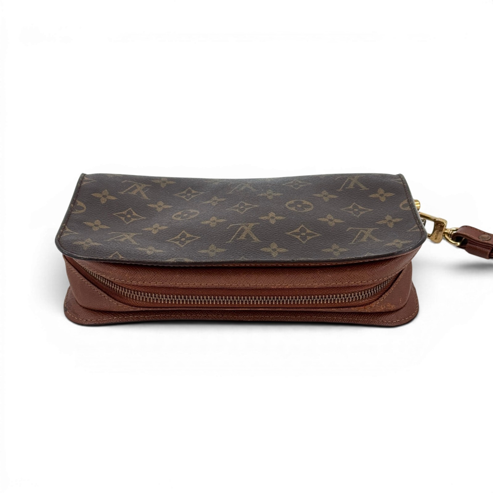 LOUIS VUITTON Orsay Monogram Canvas Brown Zip Wrist Clutch Bag M51790
