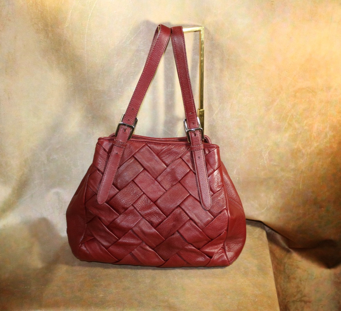 COLE HAAN PRUDENCE MERLOT GENUINE LEATHER STUNNING CARRY-ALL