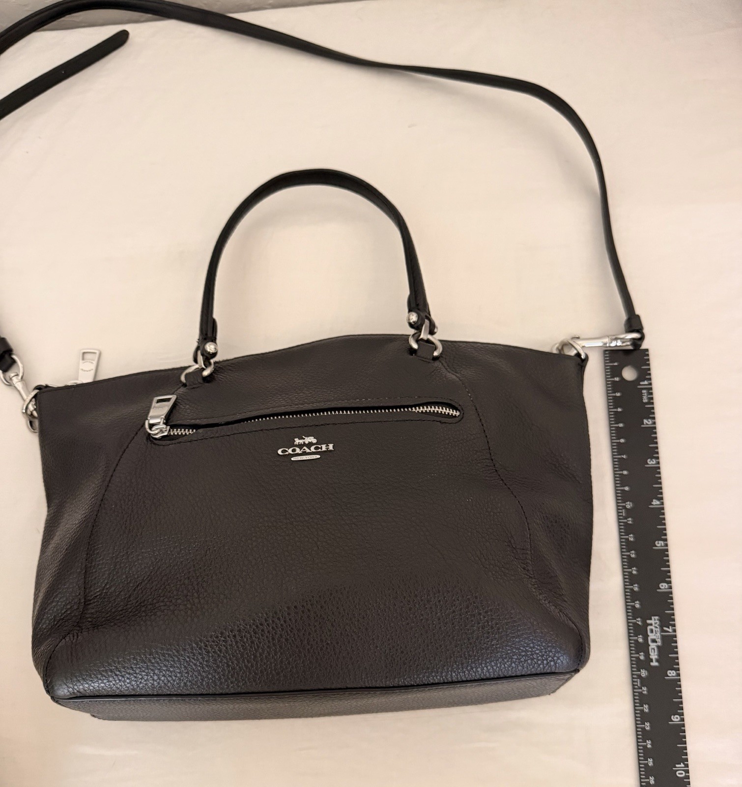 Woman’s Pebbled Black Leather Satchel/tote With Removable Shoulder Strap