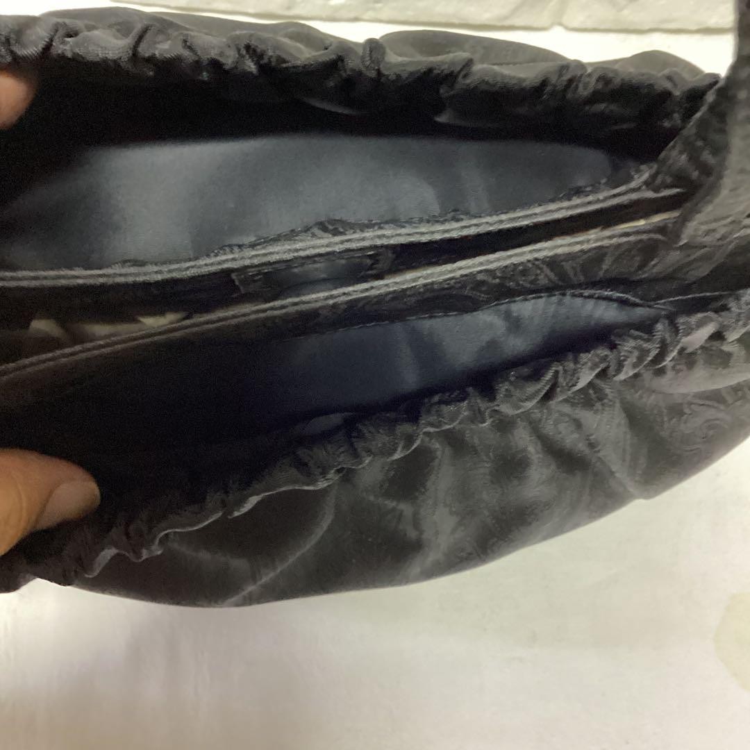 ETRO Black Handbag Paisley Pattern 10.6 inches