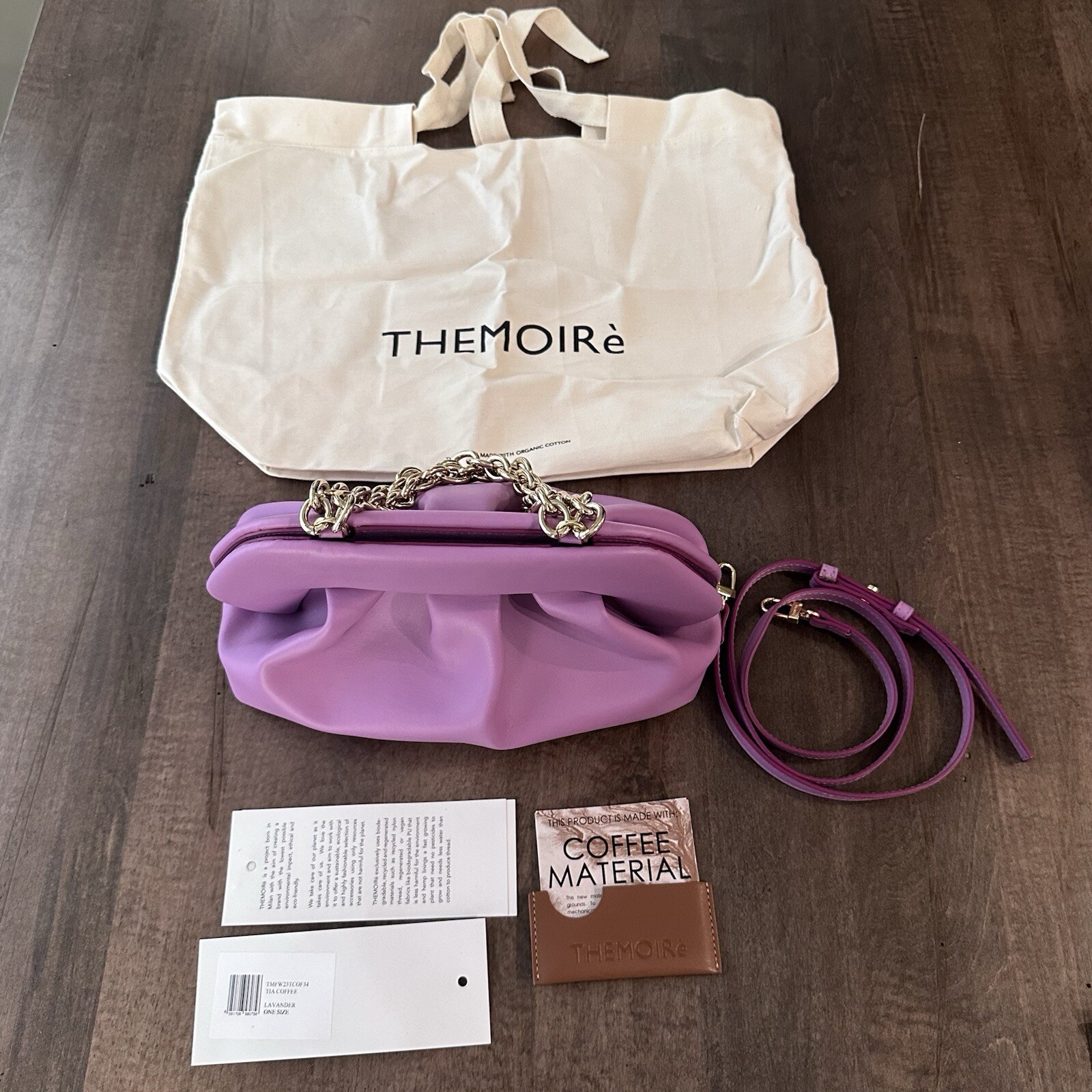 Themoire Coffee Lavender Purple Tia Clutch Bag – Vegan Purse NEW Thermoirè Italy