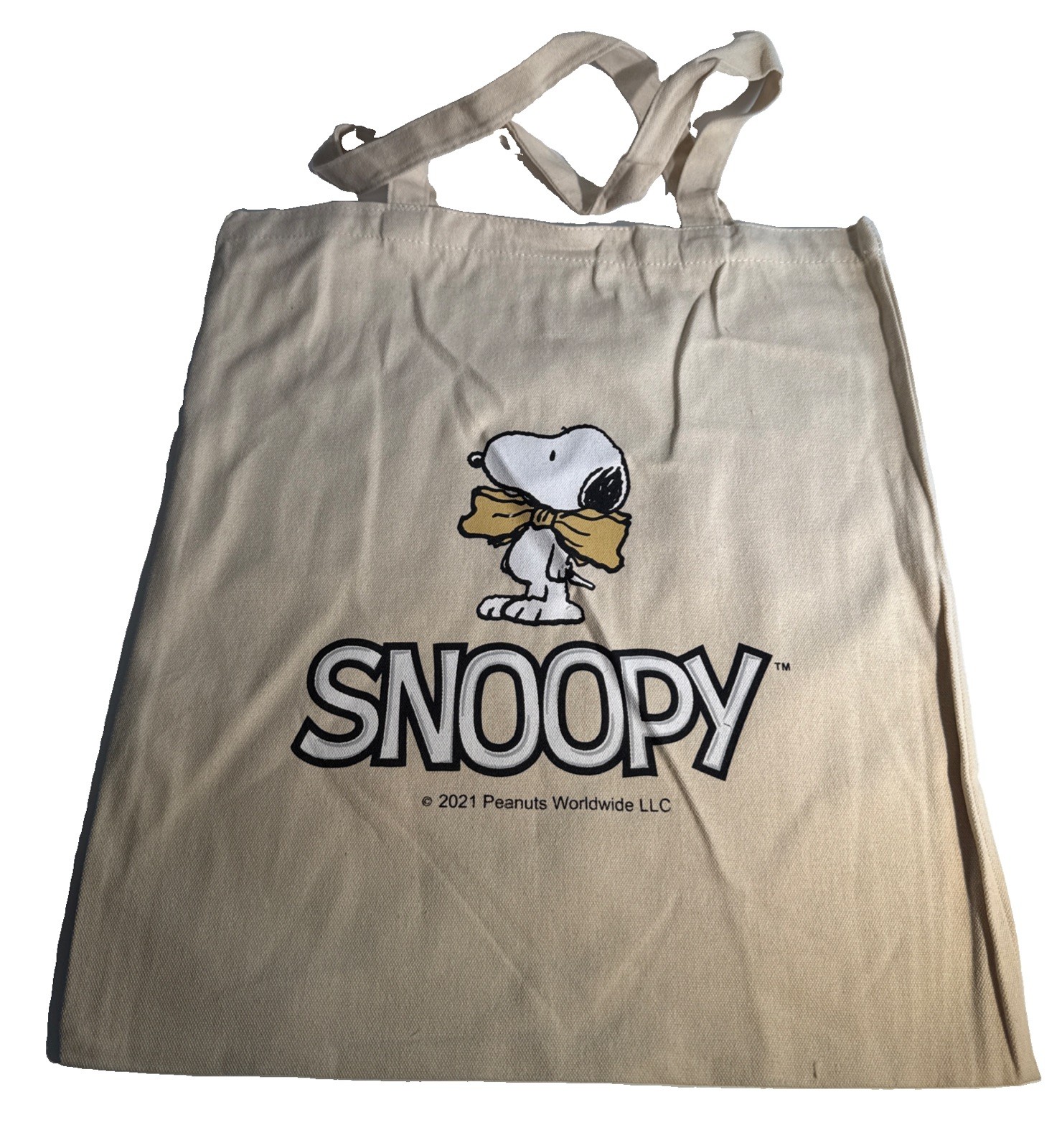 Snoopy Tote Cream Canvas Bag Peanuts Character Graphic Print New Without Tags