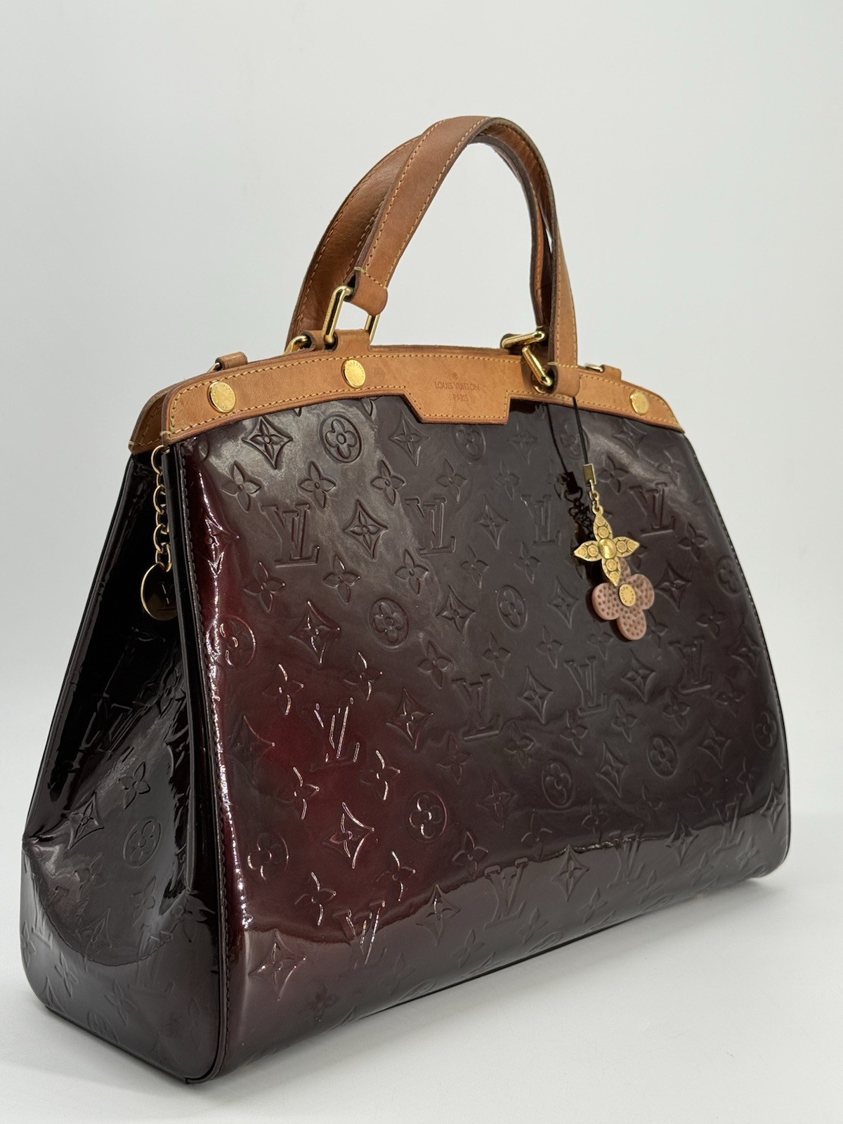 Louis Vuitton Amarante Monogram Vernis Brea MM Top Handle Shoulder Bag