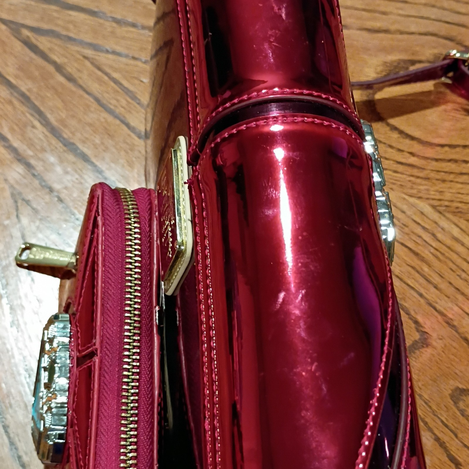 Loungefly Iron Man Metallic Red Crossbody Bag Gold Chain Strap w/ Wallet