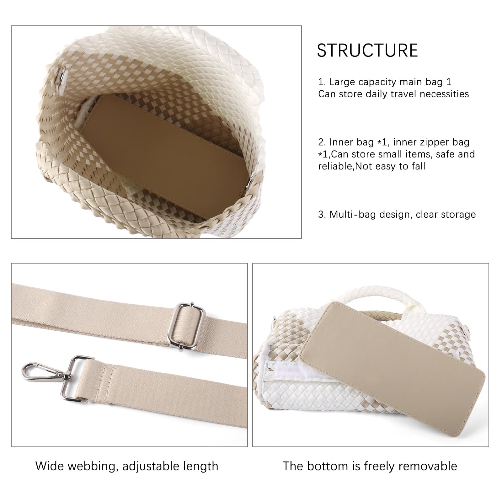 LIKEBAG Neoprene Woven Tote Bag Summer Beach Handbag Purse 11.1×12.2×4.75in