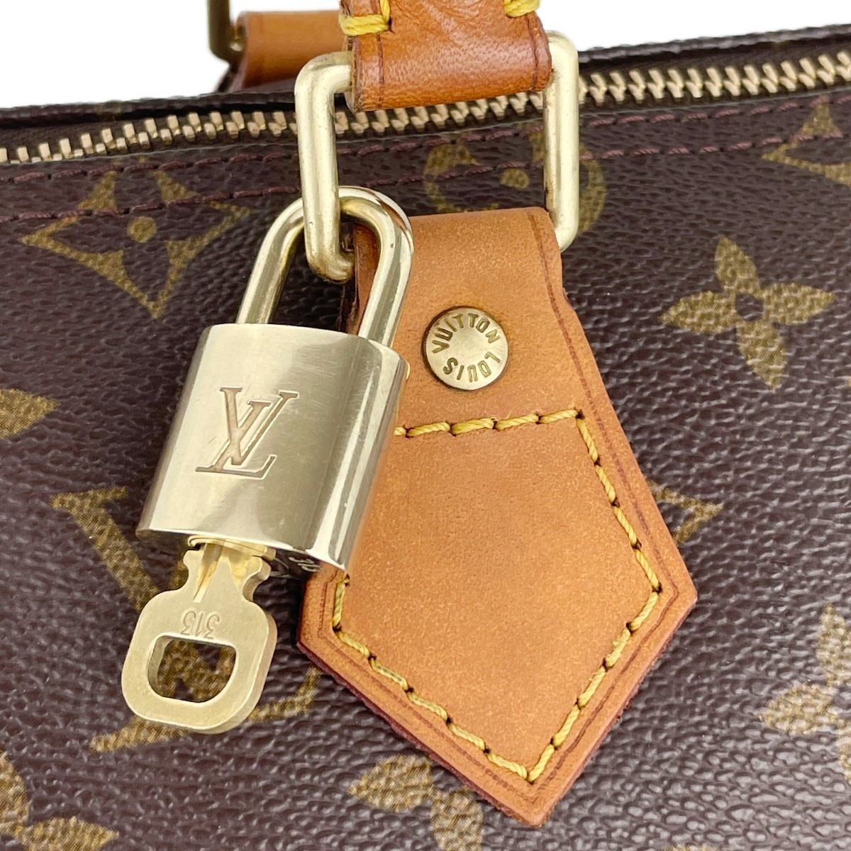 Louis Vuitton Monogram Speedy 25 Leather Fabric Brown Handbag 4515