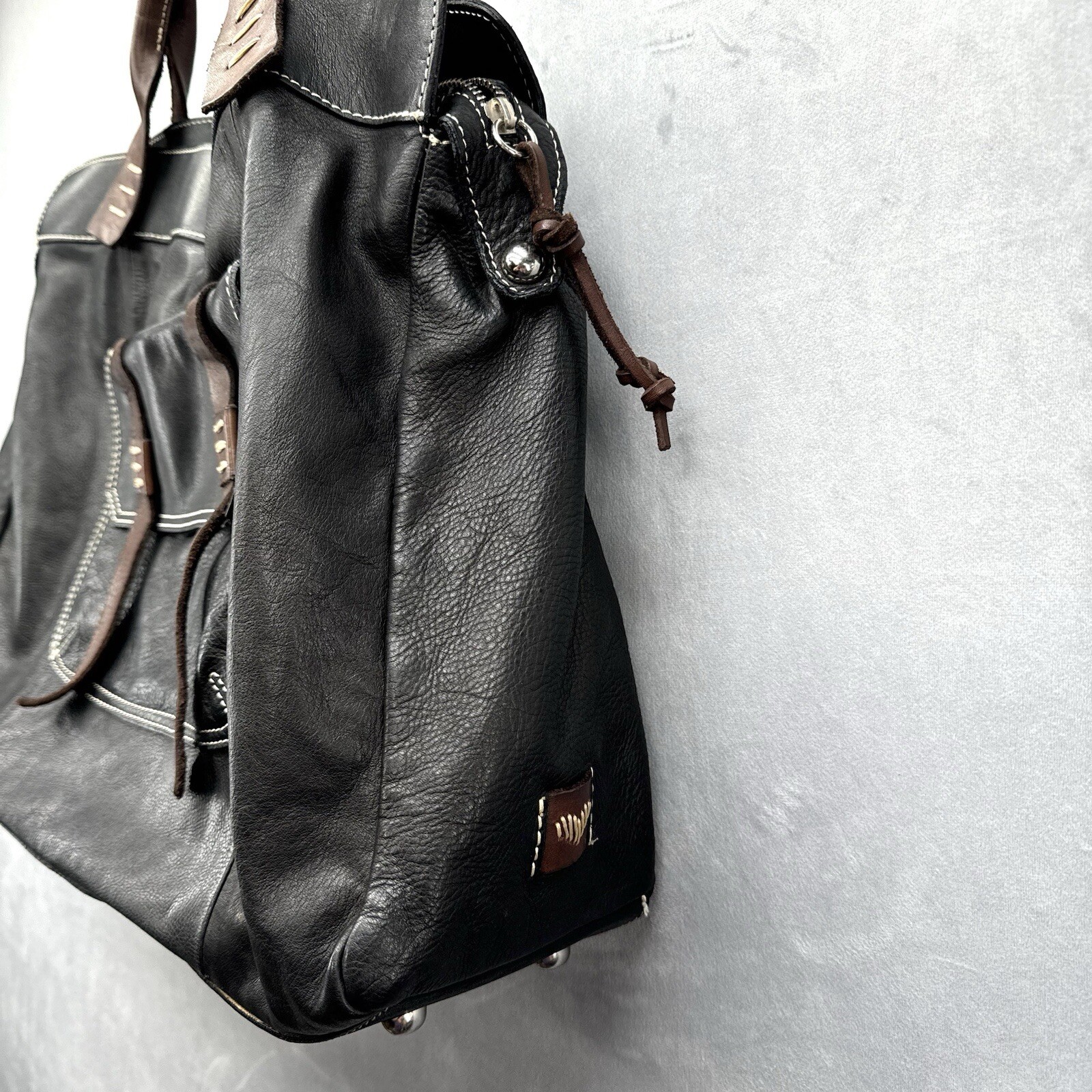 SOFIA C. GENUINE LEATHER TOTE Womens BLACK HANDBAG SHOULDER PURSE SATCHEL