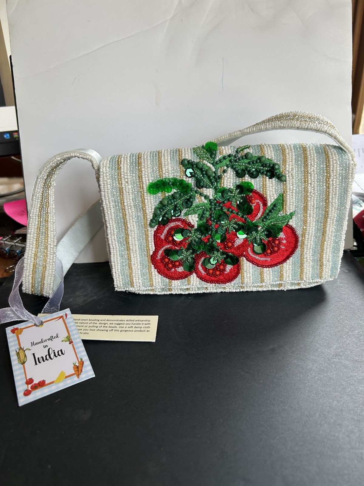 Beaded Tomato Hand Bag Handcrafted Made In India New Design