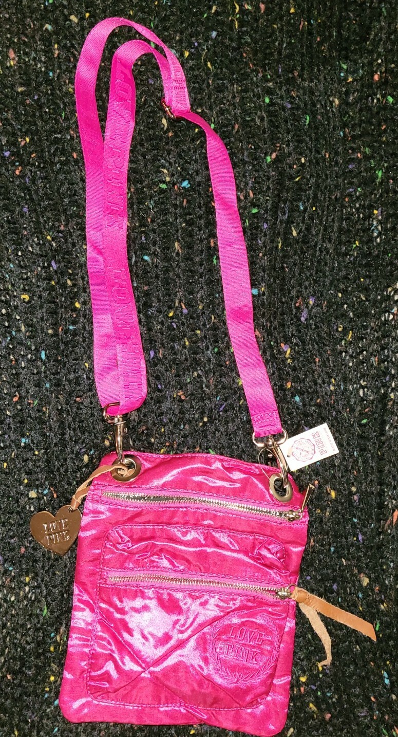 NEW Victoria’s Secret LOVE PINK Crossbody Bag Purse Satin Collectible RARE