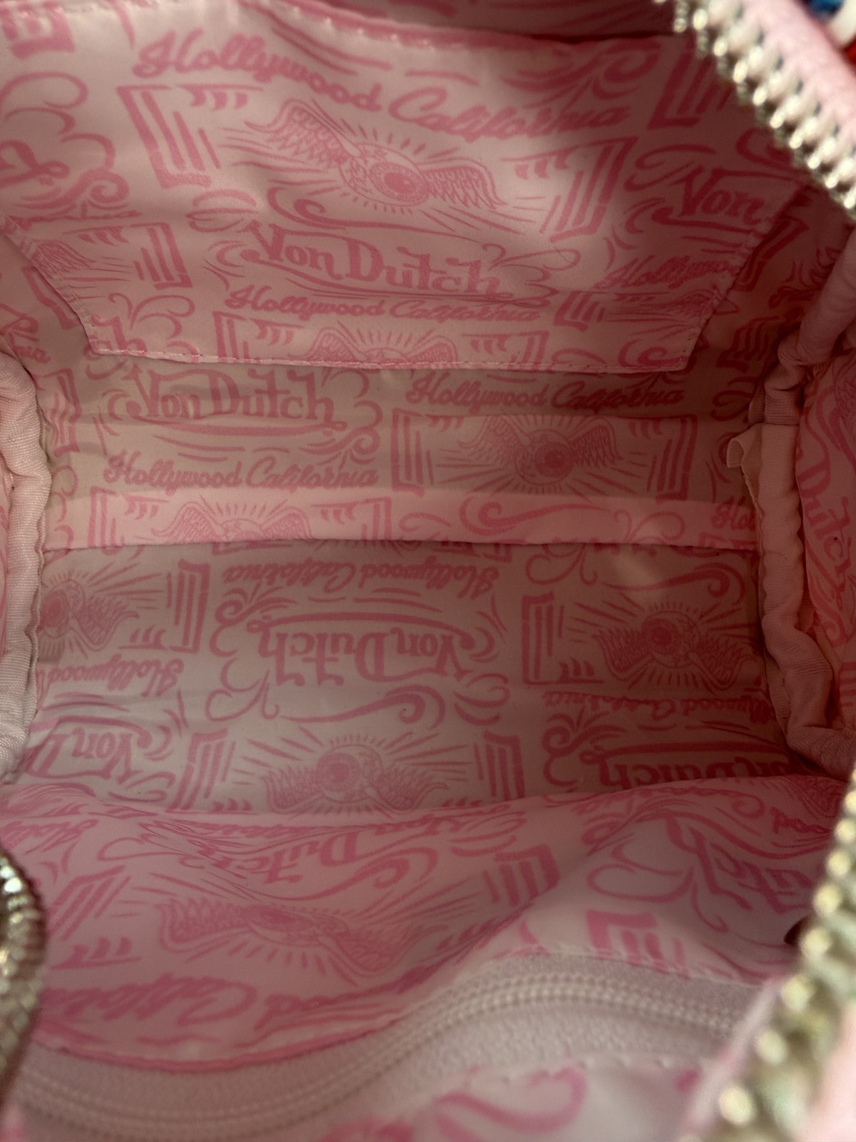 Von Dutch pink graphic print mini shoulder bag