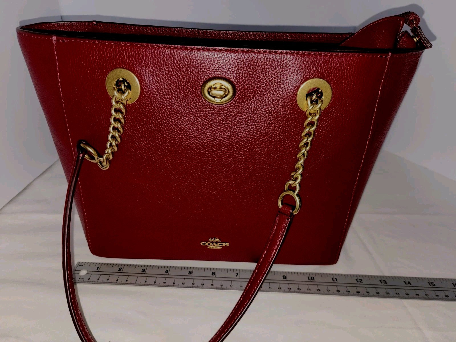 NWT Coach Turnlock Chain 27 Women’s Tote 9 inch – 57107 Oxblood (Burgundy)