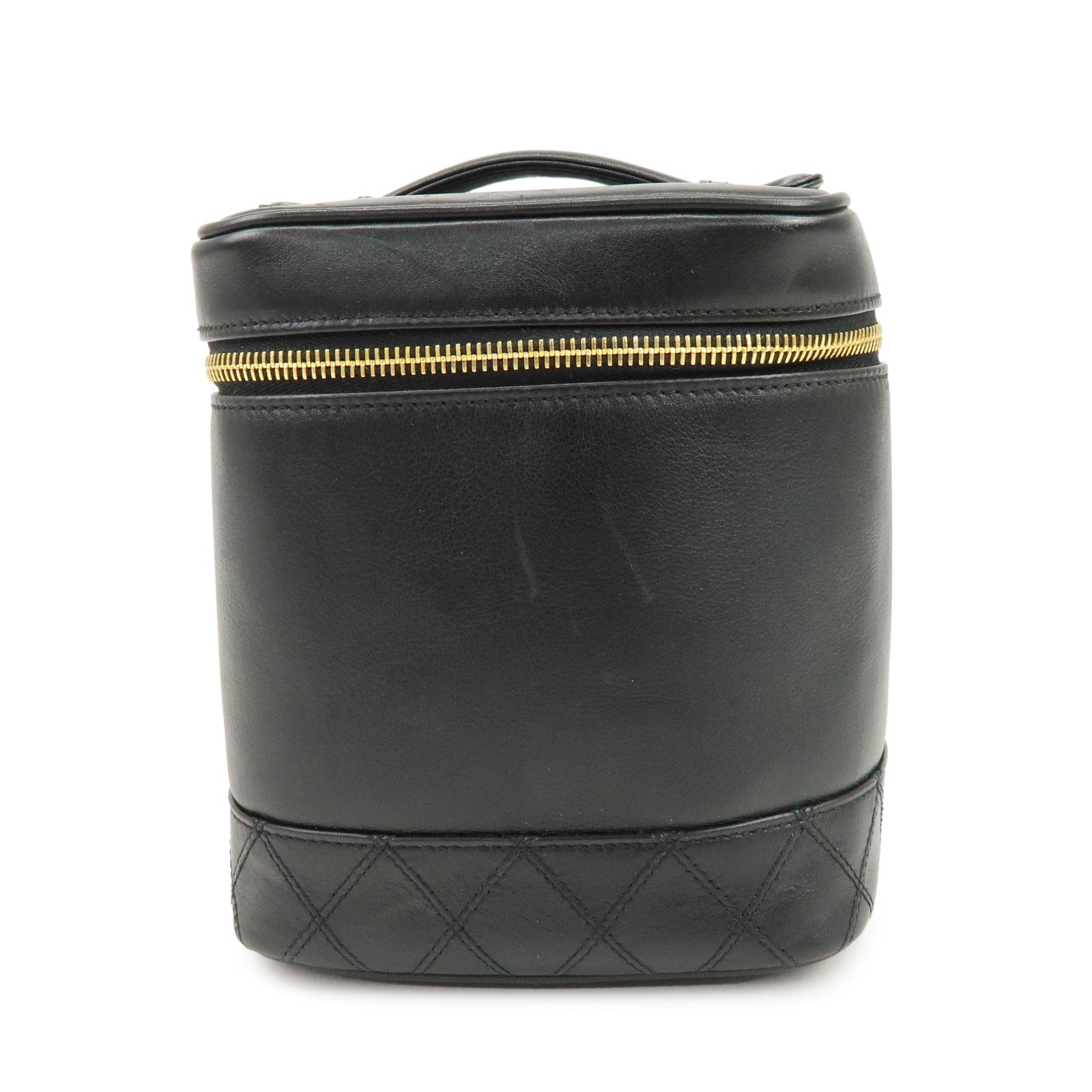 CHANEL Bicolore Lamb Skin Vanity Bag Hand Bag Black A01619 Authentic Used F/S