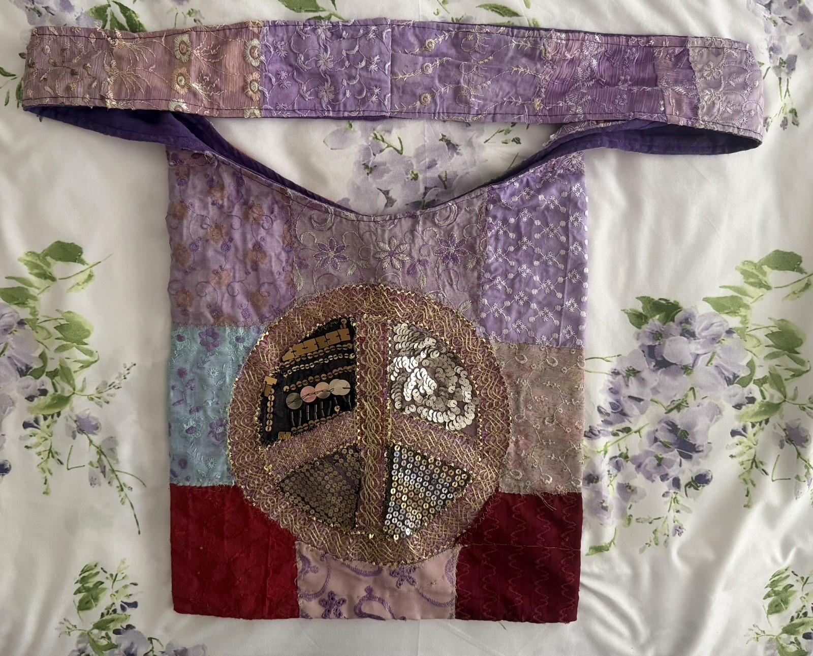 Patchwork Crossbody Sling Bag Purse Flower Boho Hippie Bohemian Shoulder Bag