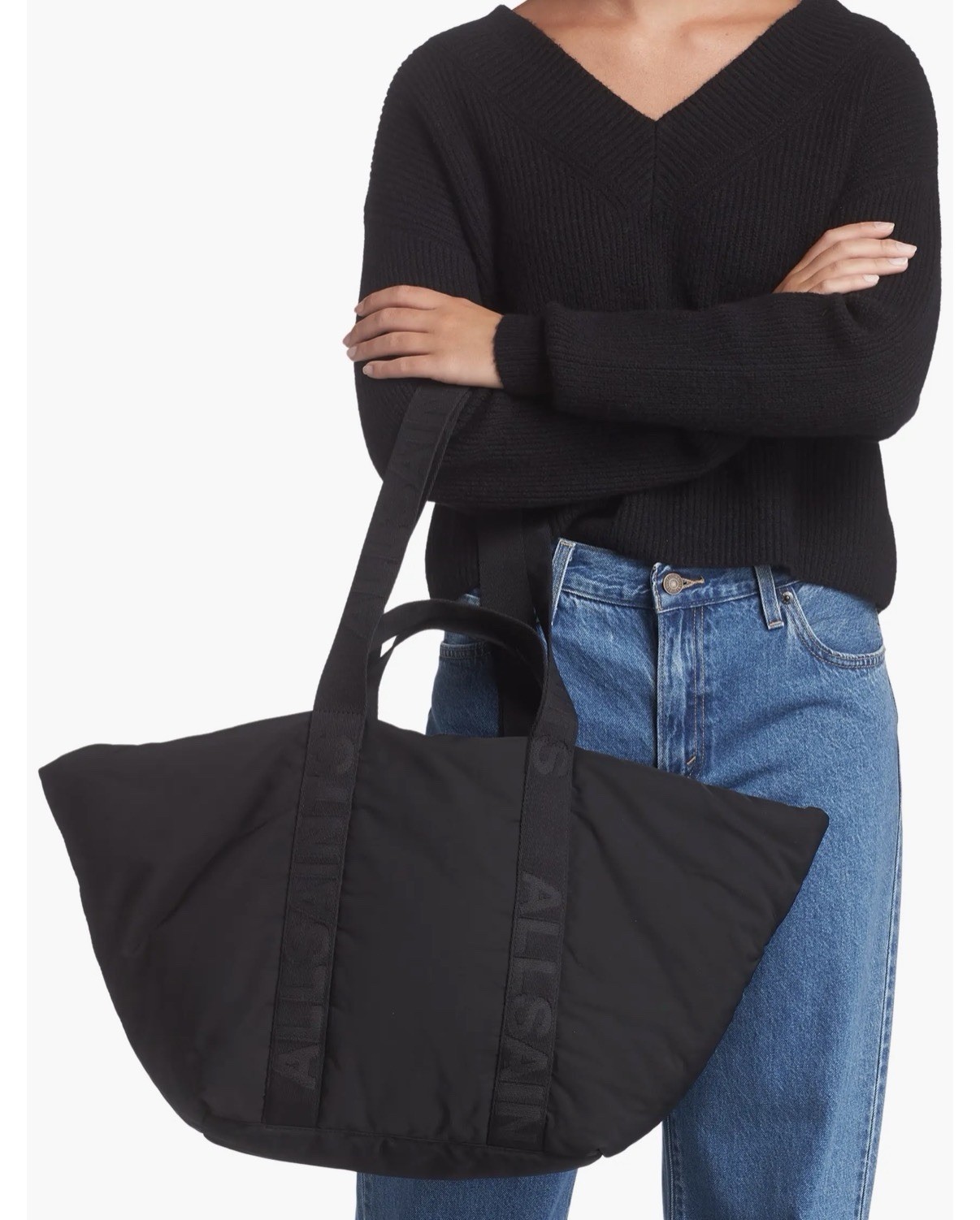 MSRP $119 SOLD OUT AllSaints Esme Recycled Tote Bag Black